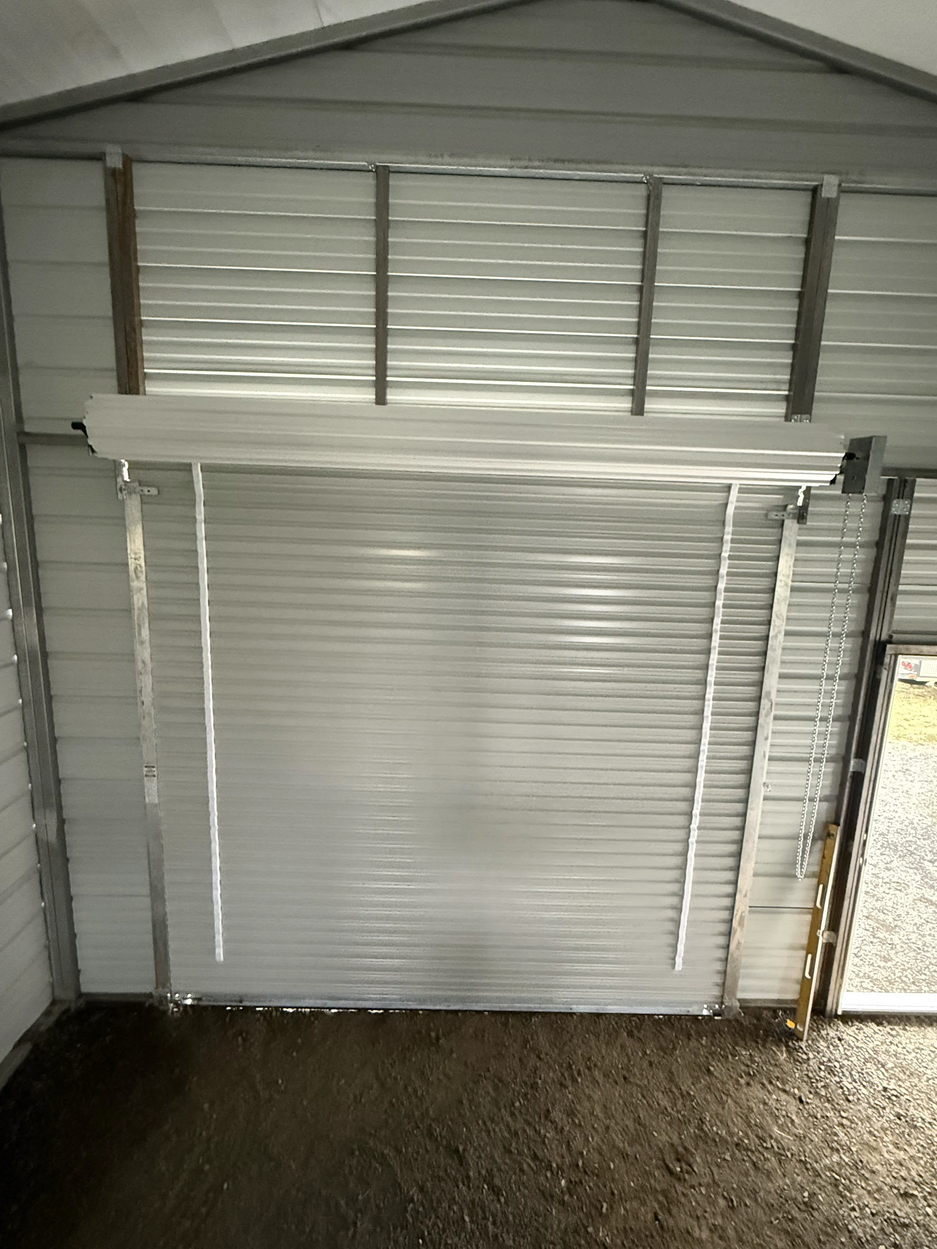 commercial garage door roll up inside view