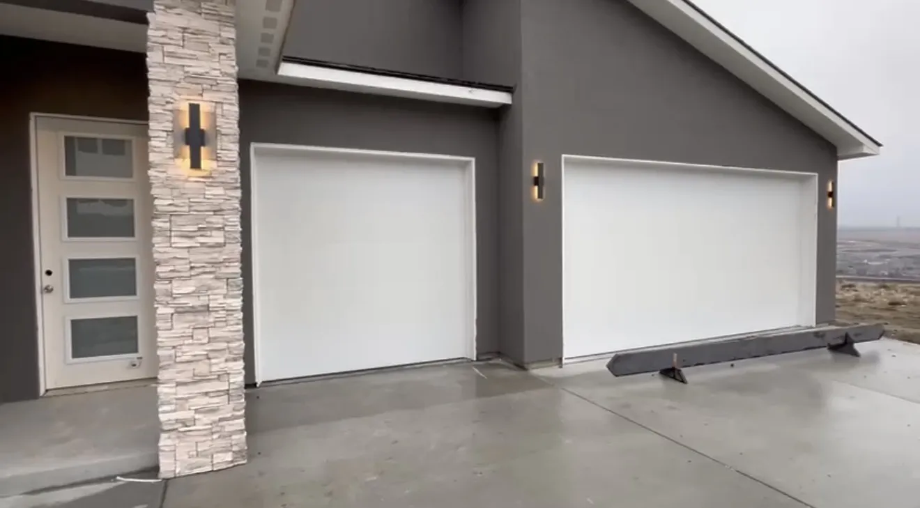 residential garage door flush design white color