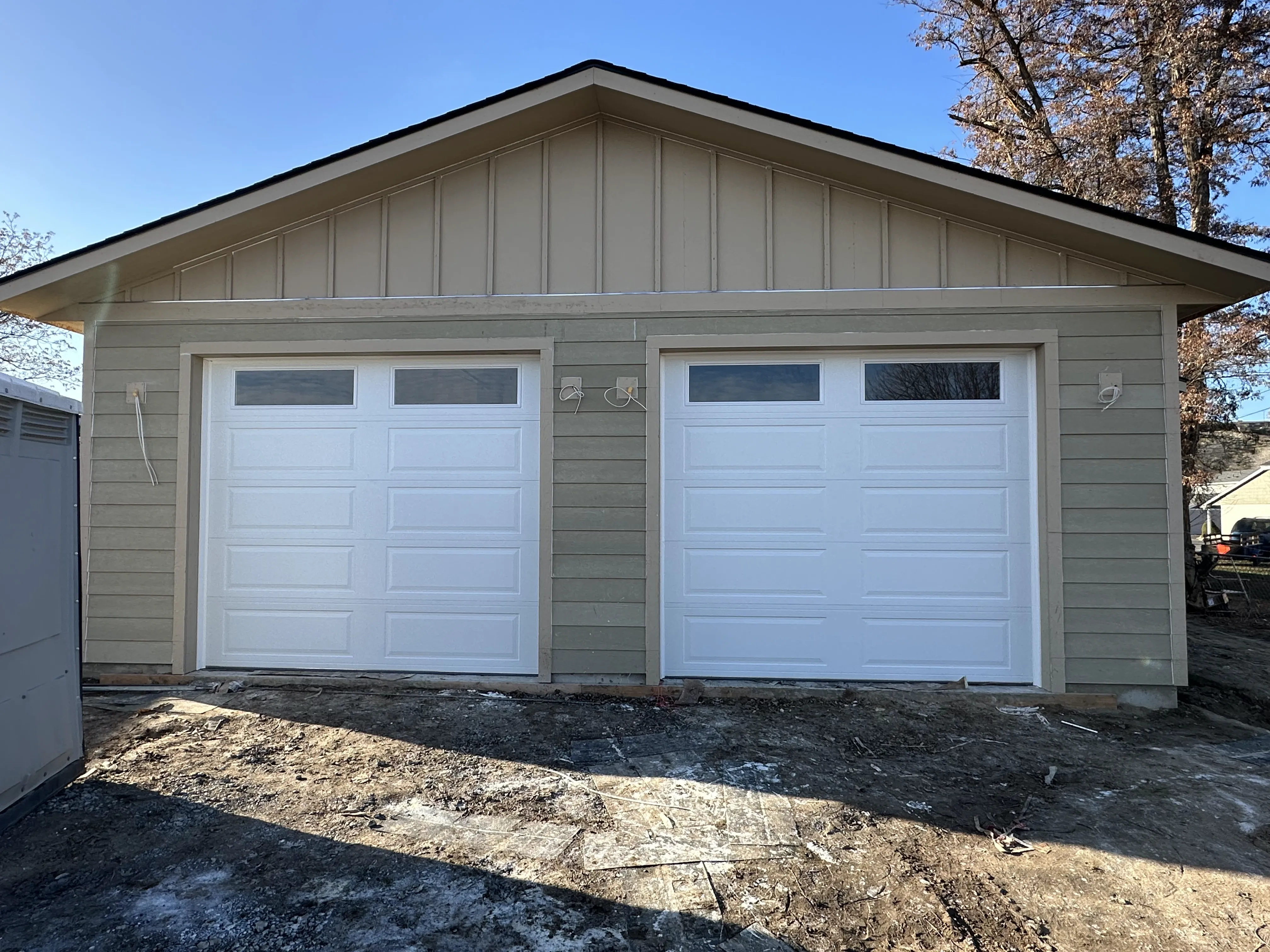 residential garage door ranch design with windows white color