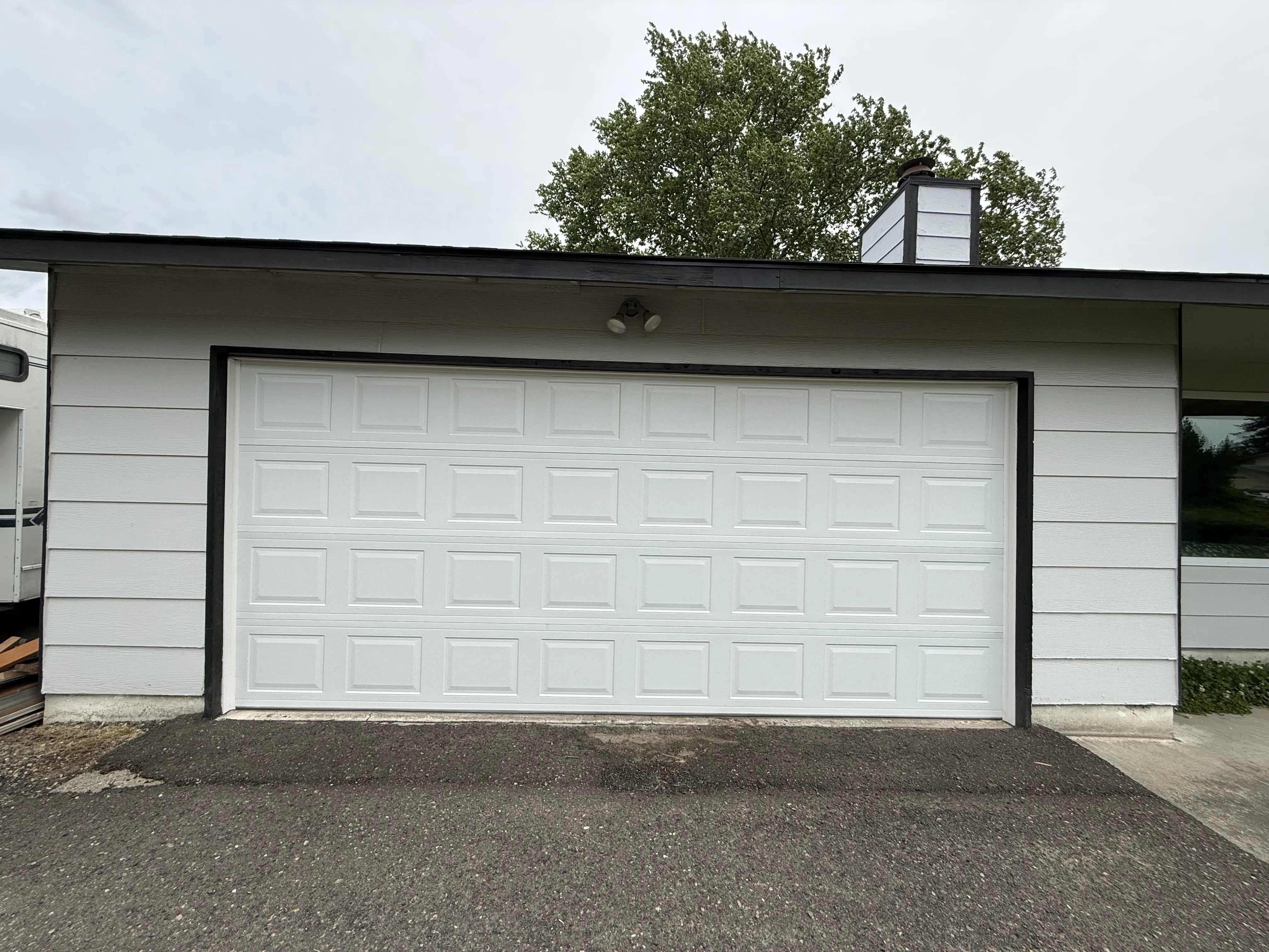 residential garage door traditional design white color